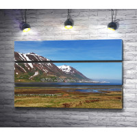 Исландский пейзаж с фьордом и горами