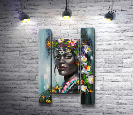 Портрет африканки в цветочном венке