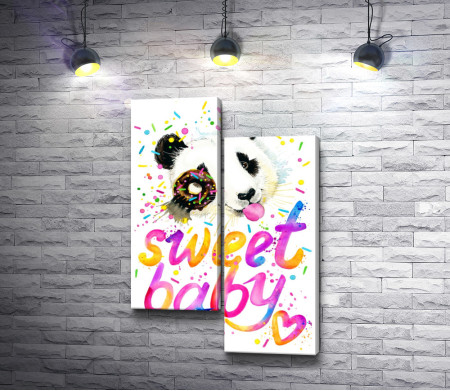 Панда и текст "Sweet baby"