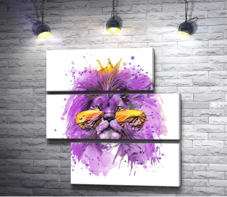 Фиолетовый лев с золотыми очками и короной