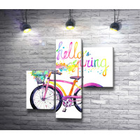 Велосипед и разноцветные брызги. Hello spring