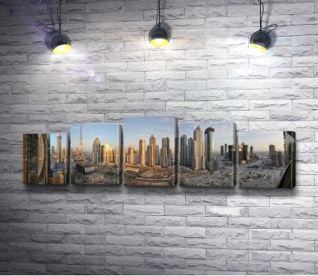 Панорама города Дубаи, небоскребы  