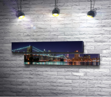 Ночной Манхэттенский мост в Нью-Йорке
