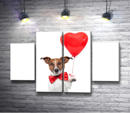 Собачка с шариком в форме сердца 