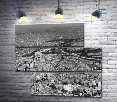 Париж. Черно-белая панорама с Эйфелевой башней