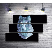 Голубой волк на черном фоне