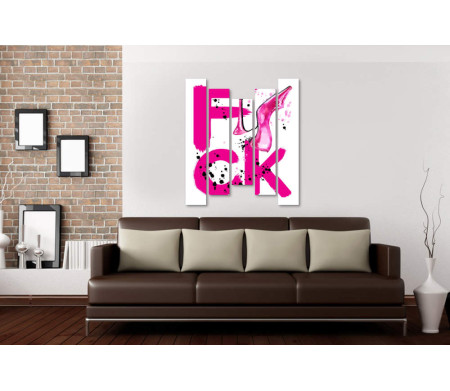 Надпись "Fuck" розового цвета с туфелькой