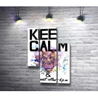 Надпись "Keep calm & don't eat after 6 p.m" с головой носорога