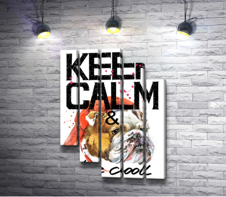 Постер "Keep Calm & be cool" с бульдогом в кепке