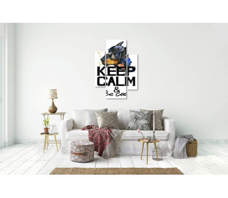 Постер "Keep Calm & be cool" с доберманом в маске бетмена
