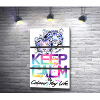 Постер "Keep Calm & colour life" с двумя тиграми