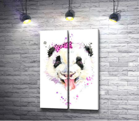 Веселая панда с розовым бантиком