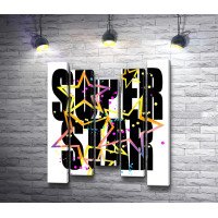 Плакат c текстом "SUPER STAR" со звездами