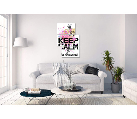 Постер "Keep Calm & Be Princess" с чихуахуа в короне с леденцом