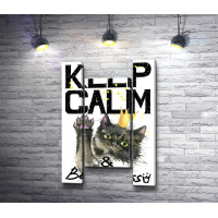 Постер "Keep Calm and Be Princess" с кошкой в короне принцессы