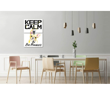 Постер "Keep Calm and Be Princess" с французским бульдогом в короне