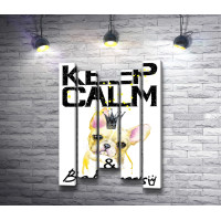 Постер "Keep Calm and Be Princess" с французским бульдогом в короне