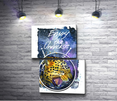 Леопард и надпись "Enjoy the universe"