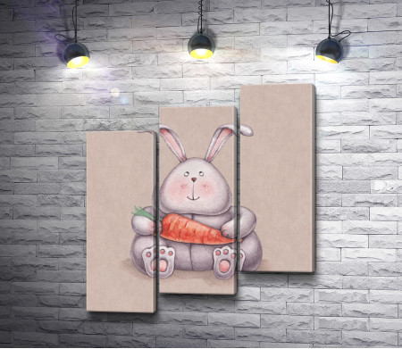 Потешный заяц с морковкой