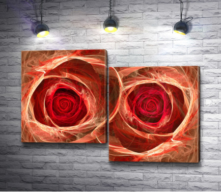 Две огненно красные розы