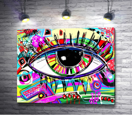 Глаз в разноцветной абстракции