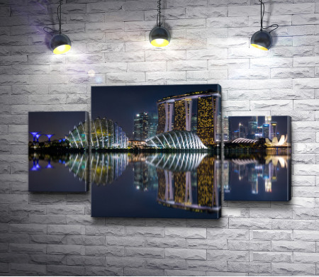 Ночной вид на отель Marina Bay, Сингапур