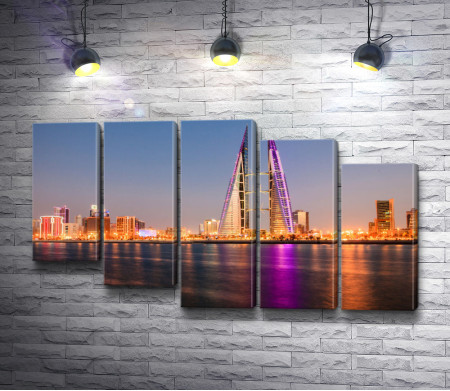 Вид на всемирный торговый центр в Манама-Сити, остров Бахрейн Бэй