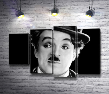 Великий немой Чарли Чаплин.Черно-белый снимок