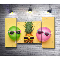 Модный ананас и воздушные шары в летних очках