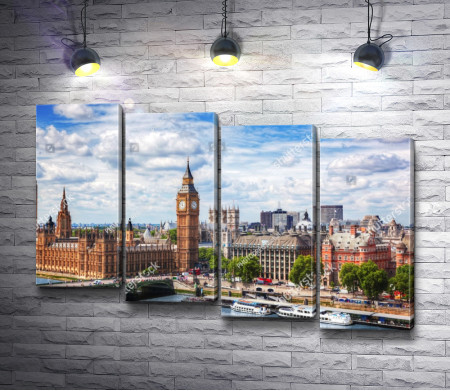 Панорамный вид на Вестминстерский дворец, Лондон