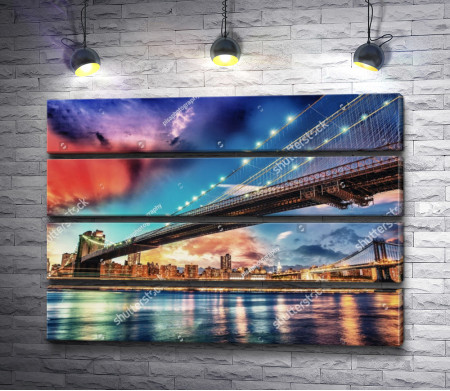 Панорама на Бруклинский и Манхэттенский мост, Нью-Йорк