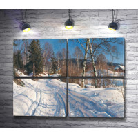 Петер Морк Монстед "Sunlit winter landscape" 