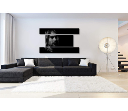 Курт Кобейн, черно-белое фото с текстом 