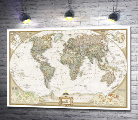 Винтажная карта мира  National Geographic