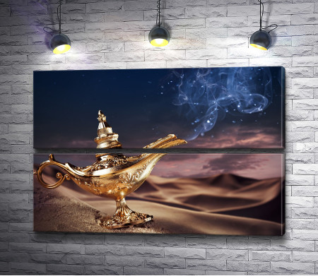 Золотая лампа Аладдина в пустыне 
