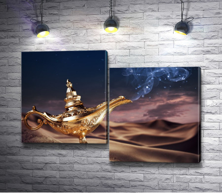 Золотая лампа Аладдина в пустыне 