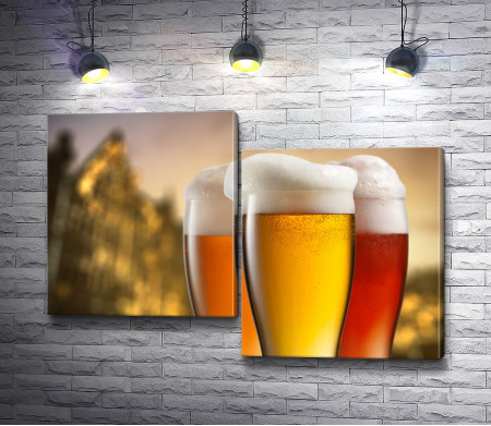 Три бокала с пивом