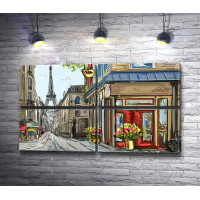 Парижская улица с видом на Эйфелеву башню