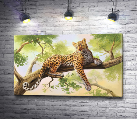 Грациозный леопард на дереве