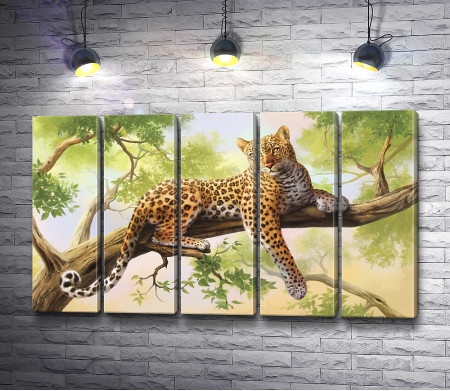 Грациозный леопард на дереве