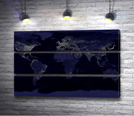 Карта Земли с ночным освещением