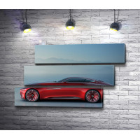 Красный Mercedes-Maybach Vision 6 в тумане