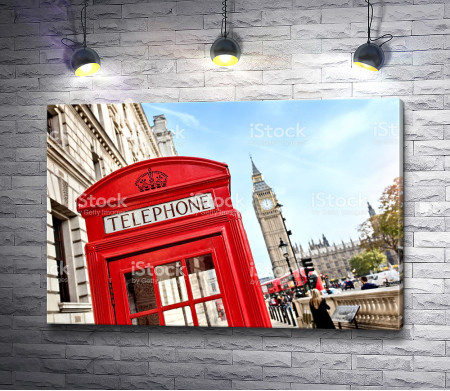 Телефонная будка на фоне Биг Бена, Лондон