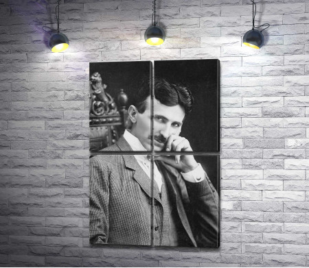 Никола Тесла, черно-белый портрет 
