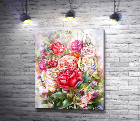Букет живописных роз