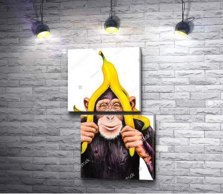 Обезьяна с бананом на голове