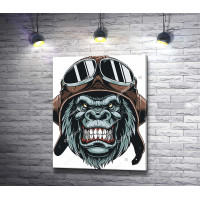 Злая горилла в шлеме с очками