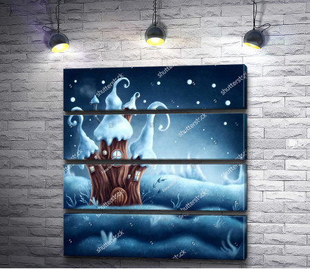 Сказочный домик на снежной опушке
