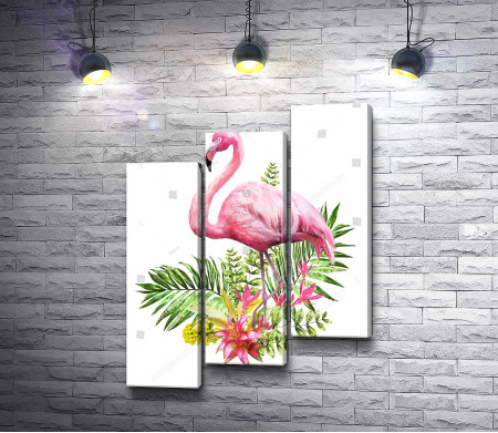 Фламинго в тропических растениях 