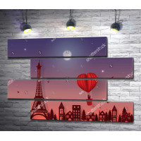 Бумажная панорама Парижа на закате
